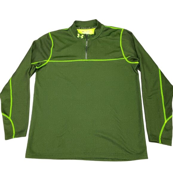 Under armour Activewear Top Men's XL Green ColdGear Skateboarding Quarter Zip - Picture 14 of 16